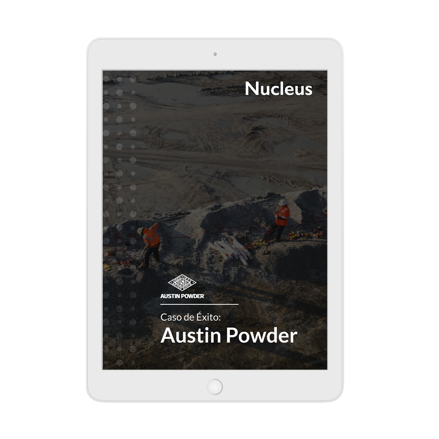 iPad con portada de caso de éxito de Austin Powder y Nucleus